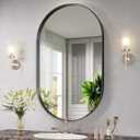 Oval Mirror, 20"33" Black Bathroom Mirror, Oval Mirror for Bathroom, Black Vanity Mirror for Wall, Entryway, Living Room, Wall Mount Mirrors Hangs Vertical or Horizontal