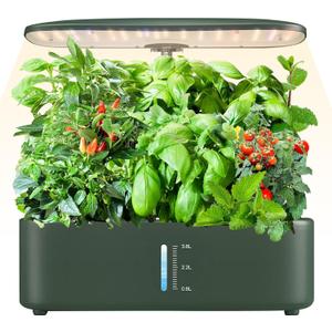 Hydroponics Growing System Kit - 12 Pods Indoor Herb Garden with LED Grow Light, Auto Timer, Adjustable Height up to 17" - Ideal for Home, Birthday & Mother's Day Gifts for Women (Dark Green)