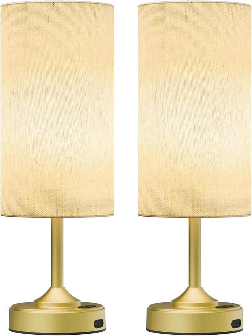 Cordless Lamp, 2Pack, Dimmable, Ambient Light, 2700K, Timer, Touch Control, Portable, LED, Battery Operated, Rechargeable, Wireless, Desk Lamp, Kitchen Lamp, Fabric Shade, for Bedroom, Living Room