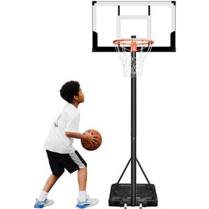 Seray Kids Basketball Hoop Outdoor 3.2-7.2/10FT 10s Adjustable, Basketball Hoop Gift for Kid/Adult/Toddler in Pool/Backyard/Indoor, Portable 44/40/33/29 in Shatterproof Backboard, Goal, Large Base