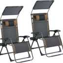 2 Pack Zero Gravity Chairs with Canopy, Adjustable Folding Patio Anti Gravity Recliner Outdoor Lounger with Tray & Headrest for Beach Camping, 400lbs Weight Capacity