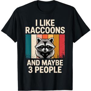 Cool Raccoon Design for Men Women Kids Racoon Raccoon Lover T-Shirt (Black, XL)