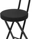Folding Stool,Cushioned Padded Folding Stool 18.1 inch,Black Portable Heavy Duty Collapsible Padded Round Stool, 18.1" B1