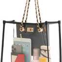 GOIACII Clear Tote Bag for Stadium Events Women Shoulder Handbag Purse with Chain Strap for Gym Beach Concert
