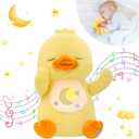 MIAODAM Breathing Stuffed Animal Duck Plush with Realistic Breathing Action and Lighted Music Perfect for Babies and Kids