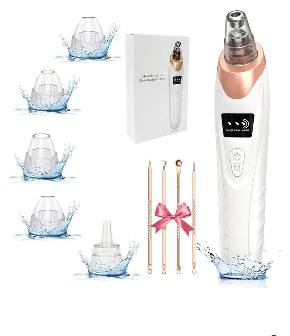 2026 Pore Vacuum, USB Rechargeable Blackhead Remover Vacuum,3 Levels Adjustable Pore Vacuum Blackhead Remover, with 5 Suction Power,6 Probes,Face Vacuum Pore Cleanser for Women & Men-White