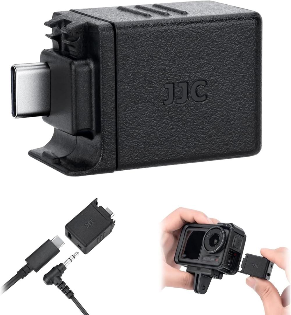 Osmo Action 6 Mic Adapter, 3.5mm Audio Mic Adapter for DJI Osmo Action 6 5 Pro 4, Supports Microphone Input, External Microphone Converter with Type-Cfor ChargingInterface for Recording Vlogging