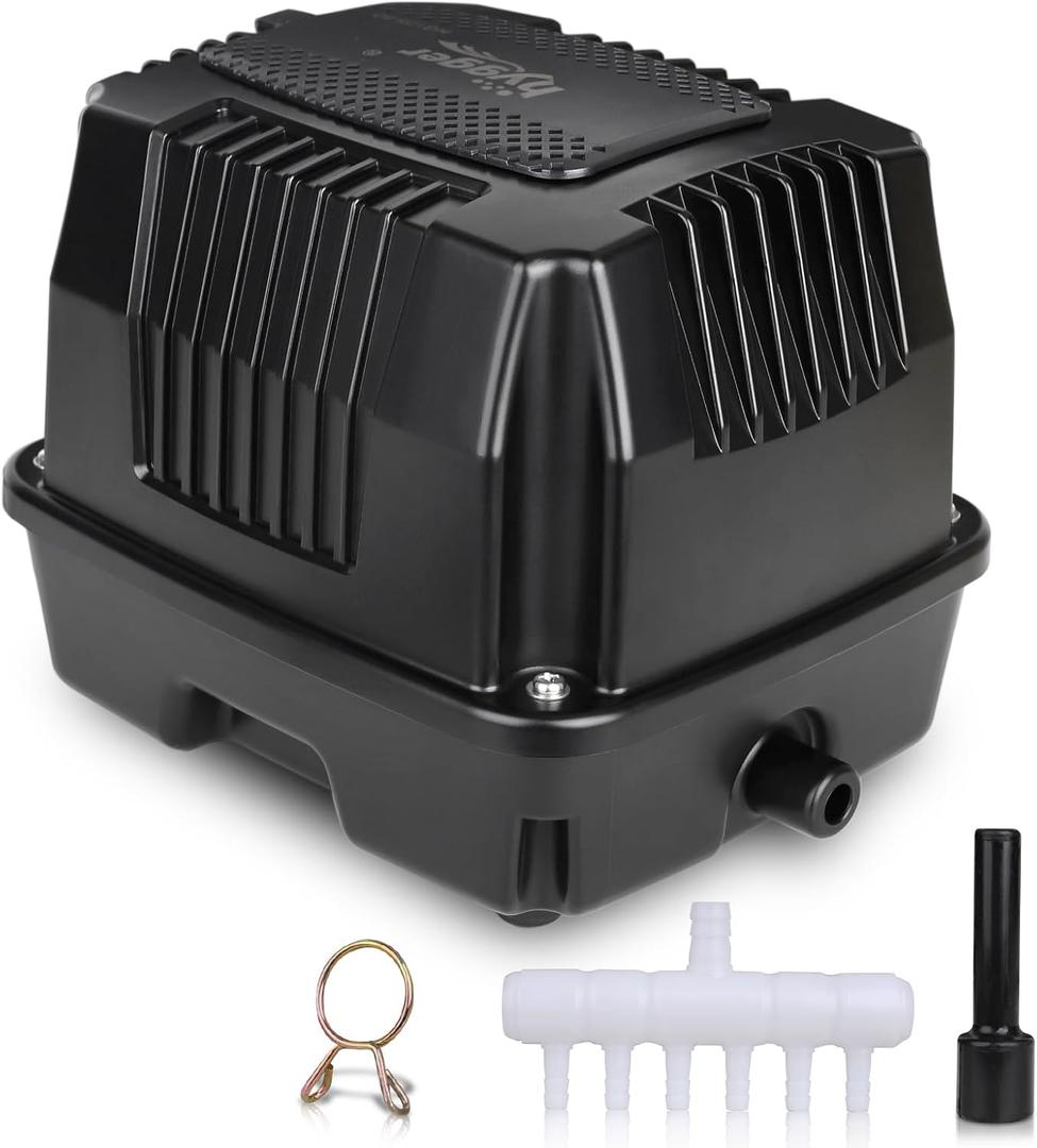 hygger Pond Aerator Pond Air Pump Linear Air Pump Powerful Quiet Commercial Tank Air Pump Pond Pump for Koi Pond Aeration Waste Treatment Septic Fish Farm Hydroponic Aquariums Seafood Restaurant (475GPH)
