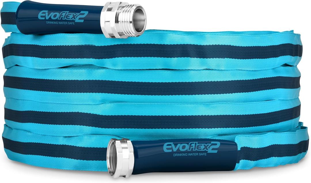 Camco EvoFlex2 25-ft Drinking Water Hose - RV Drinking Water Hose Reinforced with Fabric & Ultra Lightweight - Contains No Lead, No BPA & No Phthalate - Abrasion Resistant (22577)