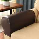vctops Waterproof Faux Pu Leather Armrest Covers Vintage Stretch Arm Covers for Chairs Couch Sofa Armchair Slipcovers for Recliner Sofa 2pcs, Dark Coffee