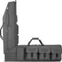 DULCE DOM Double Rifle Case 36/42/48 inch Soft Gun Bag Tactical Backpack with Removable Dividers for Hunting Shooting Range, MOLLE System Multiple Magazine Pouches & Accessory Bags (Grey)