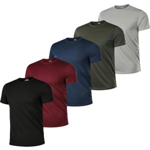 5 Pack Mens Short Sleeve Active Athletic Running T Shirts for Men Gym Workout Moisture Wicking (XXXL)