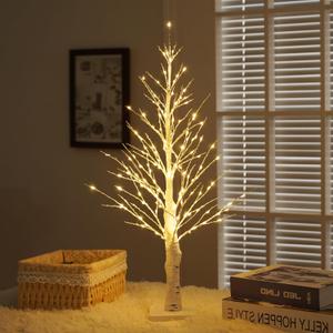 Birch Tree Tabletop Lights for Christmas Decor, 1.96FT Simulation Tree Lamp Indoor,Battery Operated&USB Power,Lighted Birch Bonsai Tree Lights Festival Wedding Tabletop Decorations,Timer, Pack of 2 