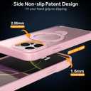IYH Magnetic Case for iPhone 15 Pro 6.1 inches, 360 Rotatable Ring Stand, MagSafe Compatible, Military-Grade Shockproof, Translucent Design Skin-Feel TPU Frame(Pink)
