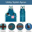 Kitchen Apron, Work Apron, Canvas, Multiple Pockets, Gardening, Painting, BBQ, Artist, Carpenter, Sizes M to XXL, Blue (Pink, XXXL)