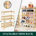 Smiry Shoe Rack, 5 Tier Bamboo Shoe Organizer, Stackable Free Standing Wooden Shoe Storage Shelf for Closet, Entryway, Front Door Entrance, Natural Bamboo
