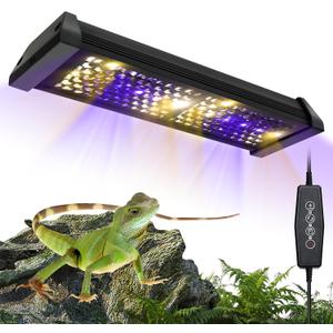 Dimmable UVB Light for Reptiles, LED Reptile UVA UVB Lamp with 3 Lighting Modes, 4/8/12 Hours Timer, Adjustable Brightness, Reptile Light for Bearded Dragon Turtles Lizard Snake Gecko, 8W