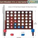 SpexDarxs Giant 4 in A Row Game, Wooden Jumbo 4-to-Score Set for Indoor & Outdoor Family Fun-Line Up Four Travel Board Games with 42 Coins & Ring Holders & Carrying Bag