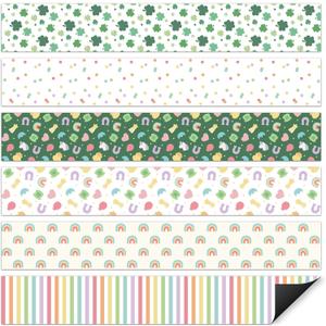 Laffact St. Patrick's Day Bulletin Board Magnetic Border - 24 Lucky Charms Clover Bulletin Board Border, Shamrock Irish Strips Decor Gift for Spring Easter St Patricks Day School Chalkboard Classroom
