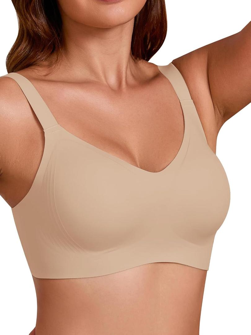 COCOMARTS Jelly Bras for Women No Underwire Full Coverage Push Up Bra Wireless Seamless Bra Comfortable Tshirt Bralettes (Medium, Nude)