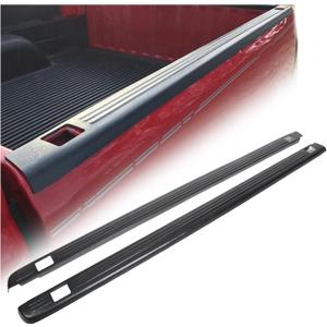 ECOTRIC Truck Bed Rail Caps W/Holes Compatible with 1999-2006 Chevrolet Silverado & GMC Sierra 1500 2500 3500 (Classic only) W/Stake Holes 6'6" Bed Black Ribbed Finish (Set of 2)