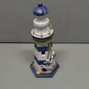 Morning View Lighthouse Decor Nautical Decoration Lighted Wood Light House Figurine Beach House Coastal Decor Table Ocean Seaside Theme Home Decor Lake House Bathroom Shelf Centerpiece 10.2" Navy Blue