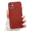 NITITOP for iPhone 12 Case Cute Flower Floral Leaves - Wine Red