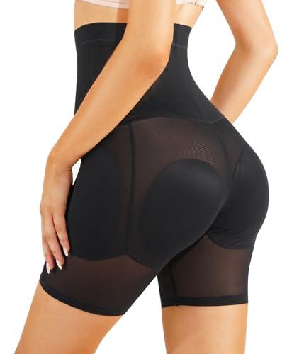 Irisnaya Women Shapewear Control Panties Body Shaper Butt Lifter Padded Hip Enhancer Seamless Underwear Hi- Waist Trainer Short (Small, Black)