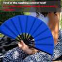 2 x 13inch Large Rave Fan Popping Fan Clacking Fans for Line Dancing,Hand Fans for Women Foldable,Boots on The Ground Fan,Portable for Outdoor,Wedding,Party,Decoration(Blue,1 Pack)