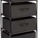 Juvale 4-Tier Fabric Dresser for Closet - 16.5 x 13 x 33 in, Black - Storage Cabinet with Drawers, Closet Drawers & Bedroom Storage