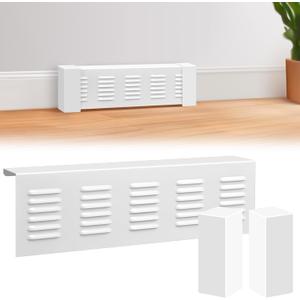 2 Ft Baseboard Heater Cover with Left and Right End Caps White Baseboard Radiator Covers for Bathroom Hydronic System