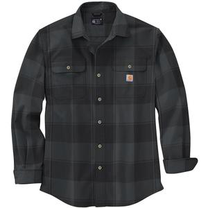 Carhartt Men's 105947 Loose Fit Heavyweight Flannel Long-Sleeve Plaid Shirt (XX-Large, Black)