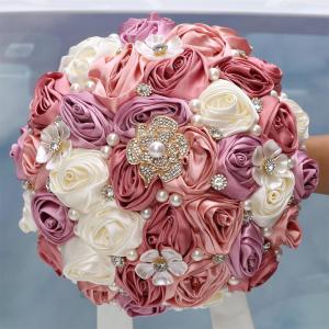 Bridal Wedding Bouquet - Round Bling Brooch Bouquet with Pearls and Rhinestones for Weddings, Engagements, Proms, Brides and Bridesmaids
