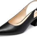 GENSHUO Women's Slingback Closed Toe Block Chunky Low Heel Pumps - 2.36 Inches Office Wedding Party Dress Shoes (8, Black)