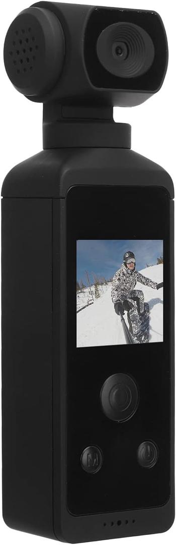 Handheld Action Camera, 270 Rotatable 4K HD WiFi Enabled Pocket Camcorder for Filming Travel Vlog Video, with Mic Clip, 30M Waterproof Case, 1.3in HD LCD Screen