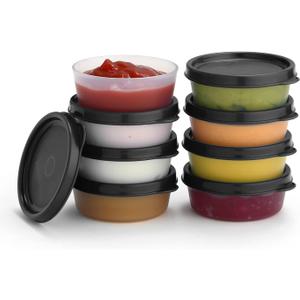 Condiment Cups Containers with Lids- 8 pk. 2.3 oz.Salad Dressing Container to go Small Food Storage Containers with Lids- Sauce Cups Leak proof Reusable Plastic BPA free for Lunch Box Picnic Travel 