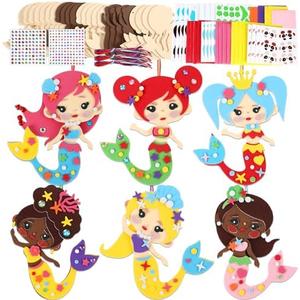 Qyeahkj 412pcs Mermaids Foam Crafts Kit for Kids 24 Sets Mermaid Foam Sticker Arts Christmas Gift with Magnet Summer Craft Project for Toddler Preschool for Under The Sea Birthday Party Favor Supplies