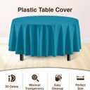 Exquisite 12-Pack Premium Plastic Tablecloth Pack of 12 Premium Plastic Tablecloth 84 Inch Round Table Cover - Turquoise