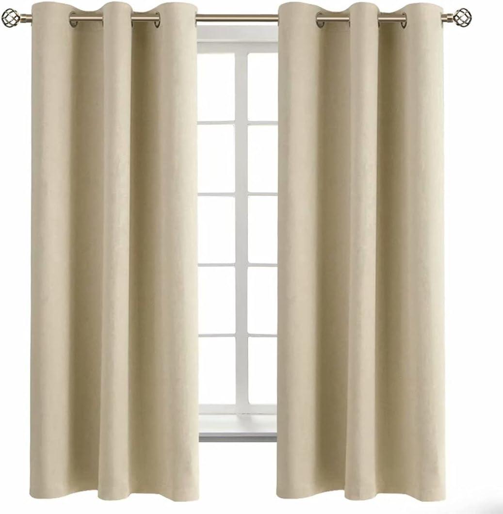 BGment Beige Room Darkening Curtains 63 Inches Long 2 Panels Set, Sunlight Blocking Thermal Insulated Grommet Window Treatment Drapes for Bedroom, Each Panel 42 x 63 Inch (42"W x 63"L (Pack of 2))