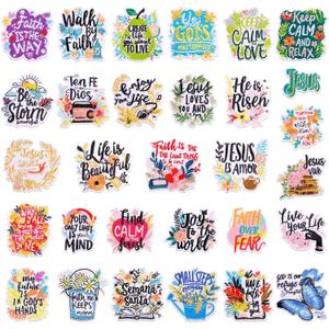Christian Iron On Patches, 30 Pcs Religious Sayings Embroidered Patch for Clothes, Sew on Faith Words Bible Applique Heat Press for Hats/Backpacks/Clothes DIY Decoration