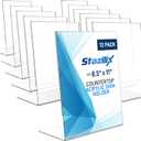 Acrylic Sign Holder 8.5 x 11 (12 Pack) - Plastic Sign holder 8.5 x 11 standing L-Shaped - Vertical Menu Holder Stand, Flyer Display Stand, Table Paper Holder, Plastic Sign Display Stand for Restaurants, Store, Office