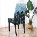 Gibelle Chair Covers Dining Room Set of 8, Stretch Spandex Slipcover for Dining Room & Kitchen Parsons Chairs, Removable Washable Seat Protector Cover (Blue Cubes)