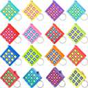 Hicarer 16 Pcs Tic Tac Toe Game Party Favor Goodie Bag Stocking Stuffer Kids 8-12 Tic Tac Toe Keychain Classroom Prize Puzzle Game Birthday Party Gift for Boy Girl Valentine's Day (Charming Color)