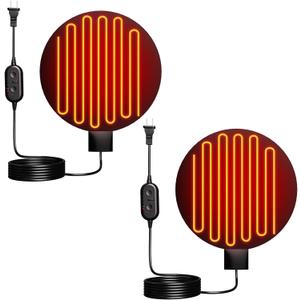 Chicken Water Heater for Winter, 6'' Heated Waterer Base for Metal/Plastic Poultry Waterer, 2-Temperature Settings, Built-in Thermostat (140F - 194F), Silicone Coop Heater with 6ft Power Cord (2PCs)