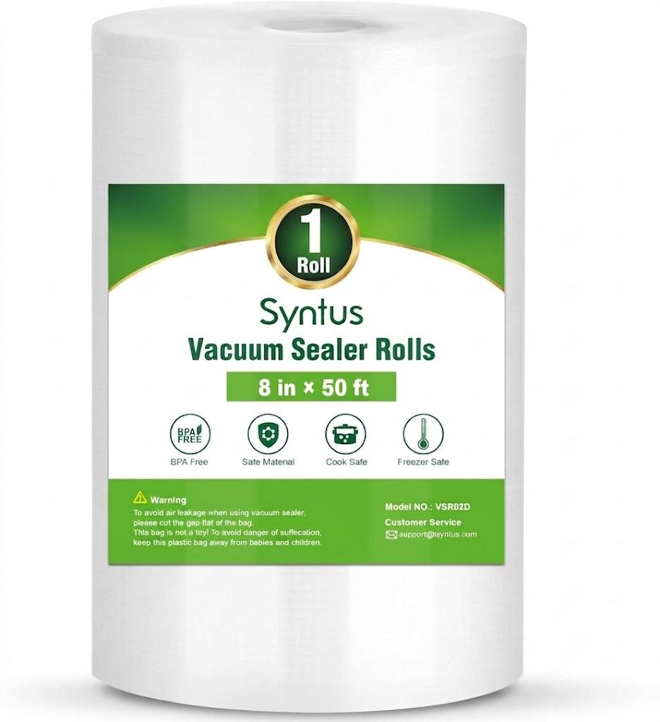 Syntus Vacuum Sealer Bags, 1 Roll 8" x 50' Commercial Grade Bag Rolls, BPA Free Food Vac Bags for Storage, Meal Prep or Sous Vide