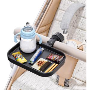 KDD Universal Stroller Snack Tray, 2-in-1 Stroller Tray with Cup Holder, Quick Install Drink Holder Organizer Tray Accessories, Compatible with Shopping Cart Uppababy, Baby Jogger, Britax, BOB
