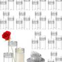 Zubebe 36 Pcs Glass Cylinder Vase Clear Multiple Size Glass Flower Vase Centerpieces with 6 Row 5 Yard Diamond Ribbon Rhinestone Ribbon for Home Wedding Party Table Centerpiece Decor