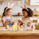 5 x WellSign 2Pcs Easter Bunny Table Wooden Sign Decorations for Home, Farmhouse Rustic Wood Rabbit Tiered Tray Decor for Tabletop Shelf Mantel Happy Spring Party Outdoor Indoor, Easter Gifts for Kids