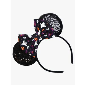 CLGIFT Halloween Minnie Ears - Orange and Black Web Mickey Ears Headband for Minnie Costume, Jack
