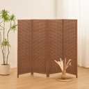 4 Panel Short Room Divider, Bamboo, 47.2 in Tall, Dark Brown